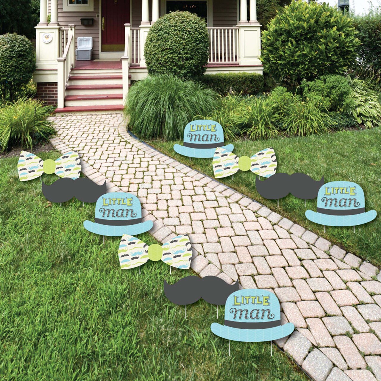 Big Dot of Happiness Dashing Little Man Mustache Party - Lawn Decorations - Outdoor Baby Shower or Birthday Party Yard Decorations - 10 Piece